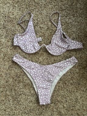 Cupshe Lilac Polka Dot Underwire Bikini Set